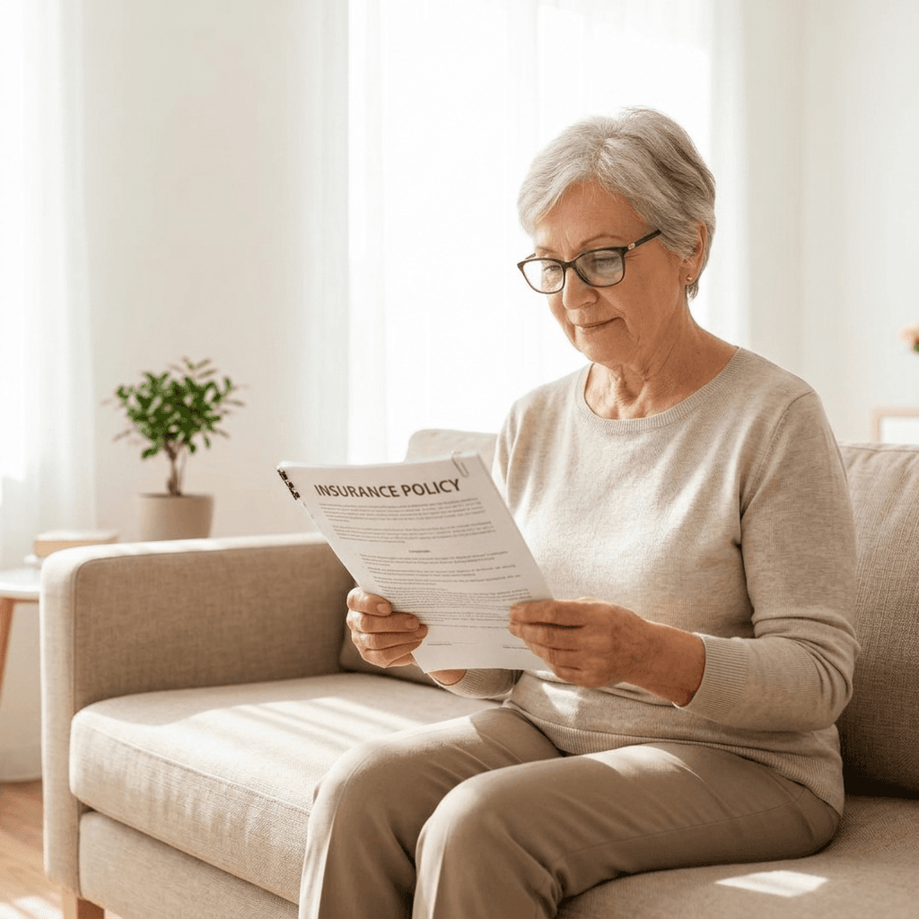 Woman reviewing an auto insurance coverage quote at home before comparing policy options